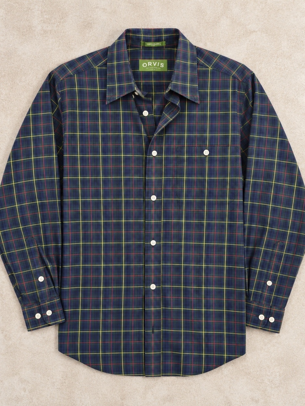 Orvis Men's Plaid Button-Up Shirt Large Cotton Casual
